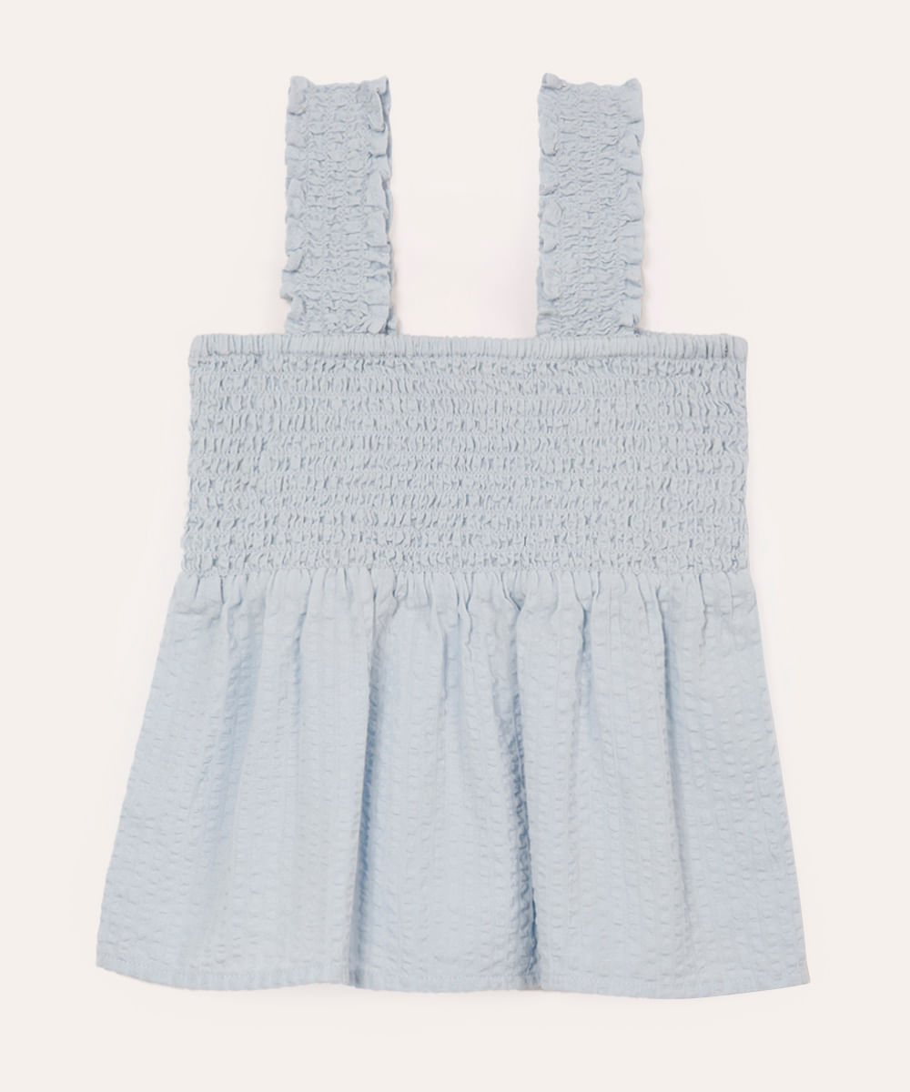 blusa de algodão infantil texturizada com lastex azul
