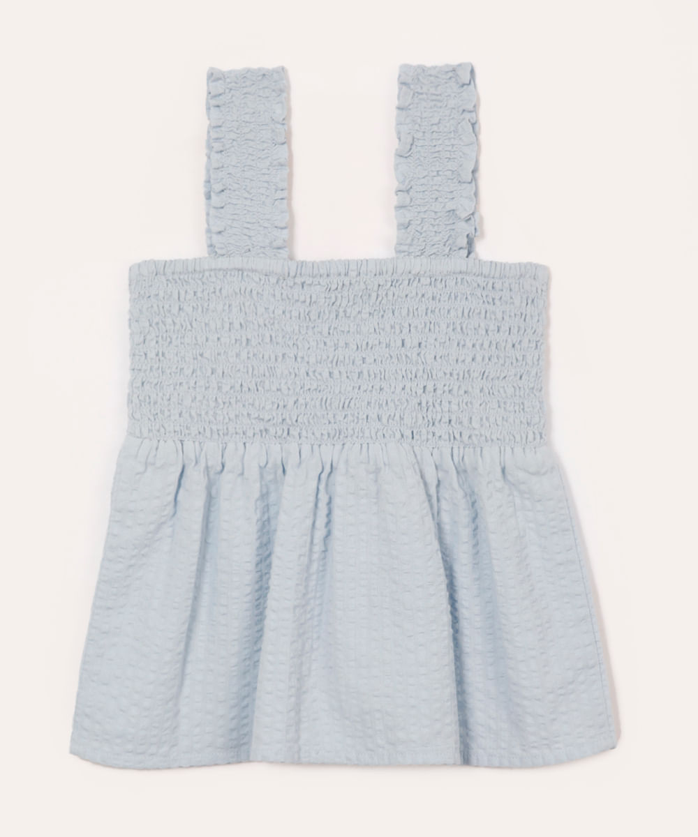 blusa de algodão infantil texturizada com lastex azul