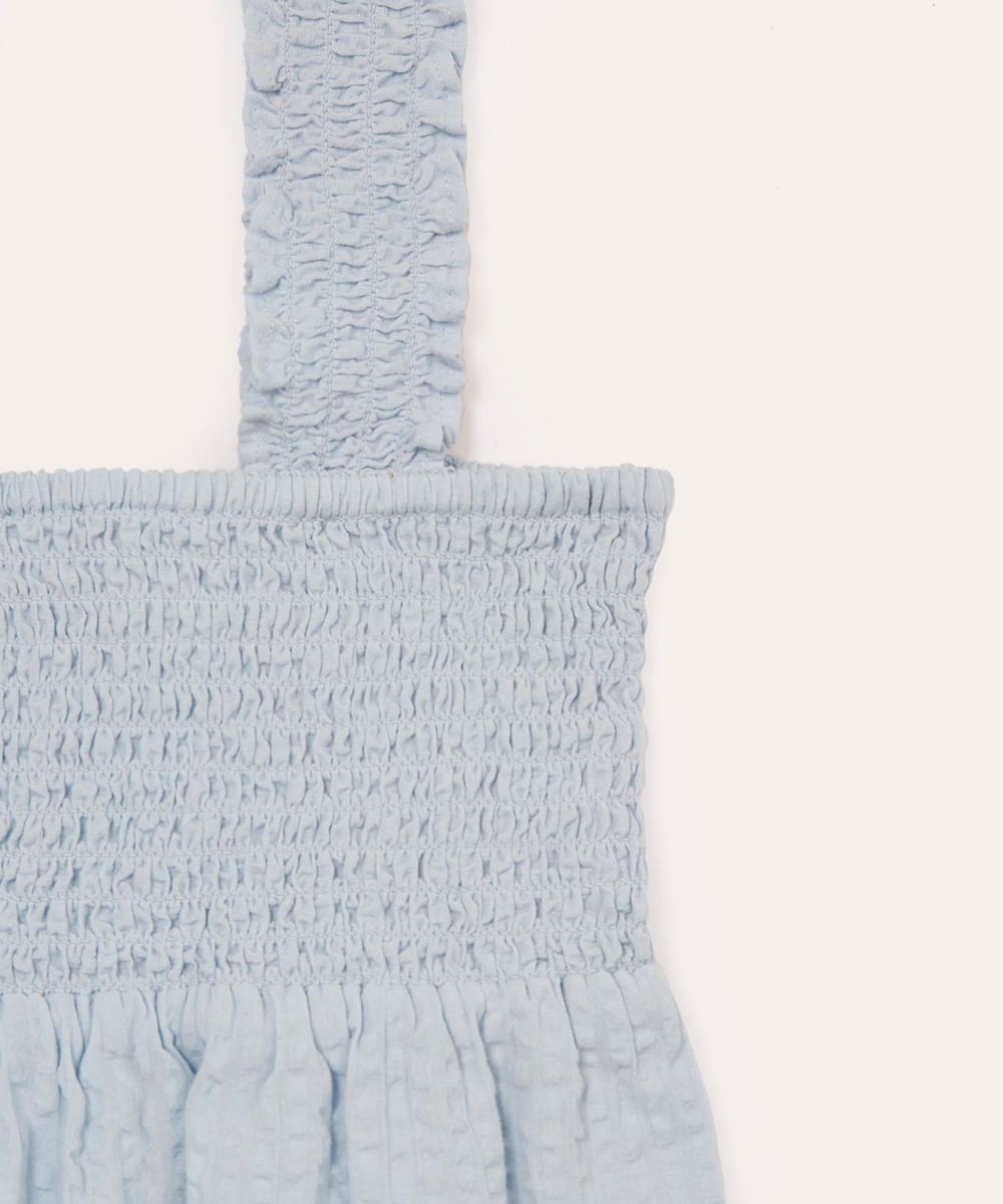 blusa de algodão infantil texturizada com lastex azul