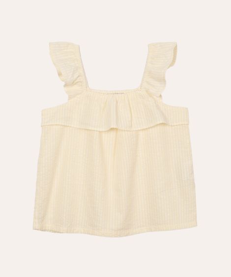 regata de algodão infantil com babado listrado amarela