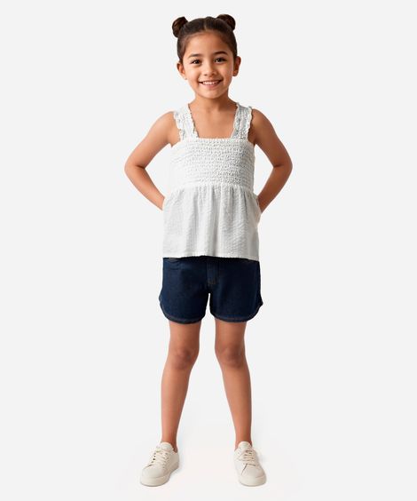 bata de algodão infantil texturizada off white
