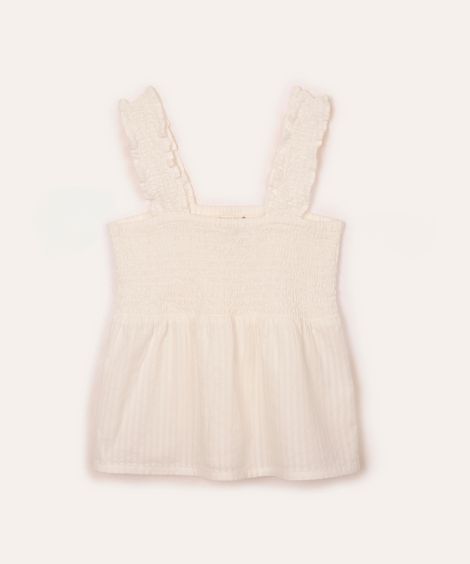 bata de algodão infantil texturizada off white