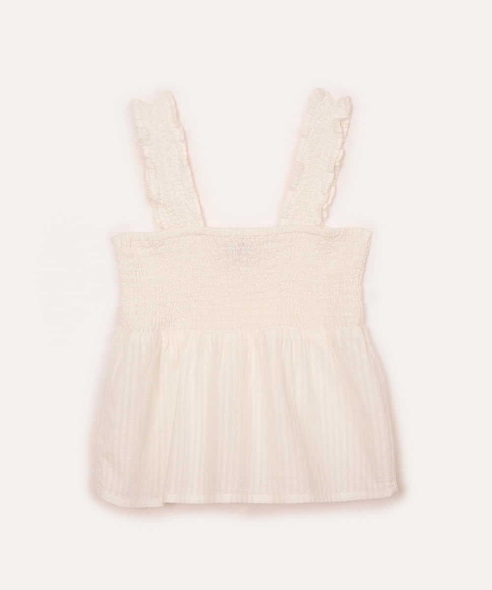 bata de algodão infantil texturizada off white
