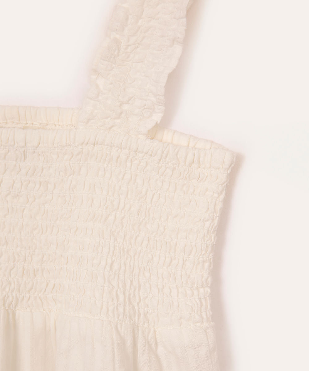 bata de algodão infantil texturizada off white