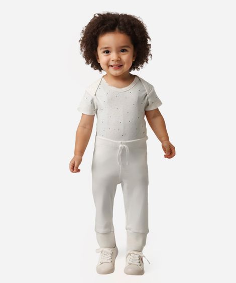 calça reta de algodão infantil off white