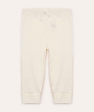 calça reta de algodão infantil off white