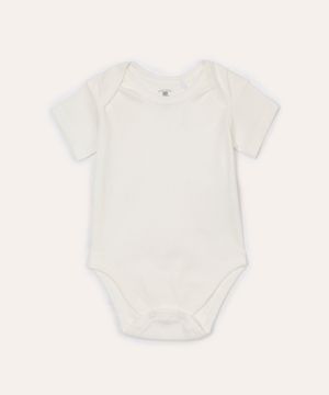 body infantil de algodão manga curta off white