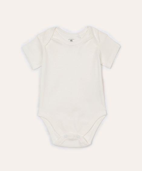 body infantil de algodão manga curta off white