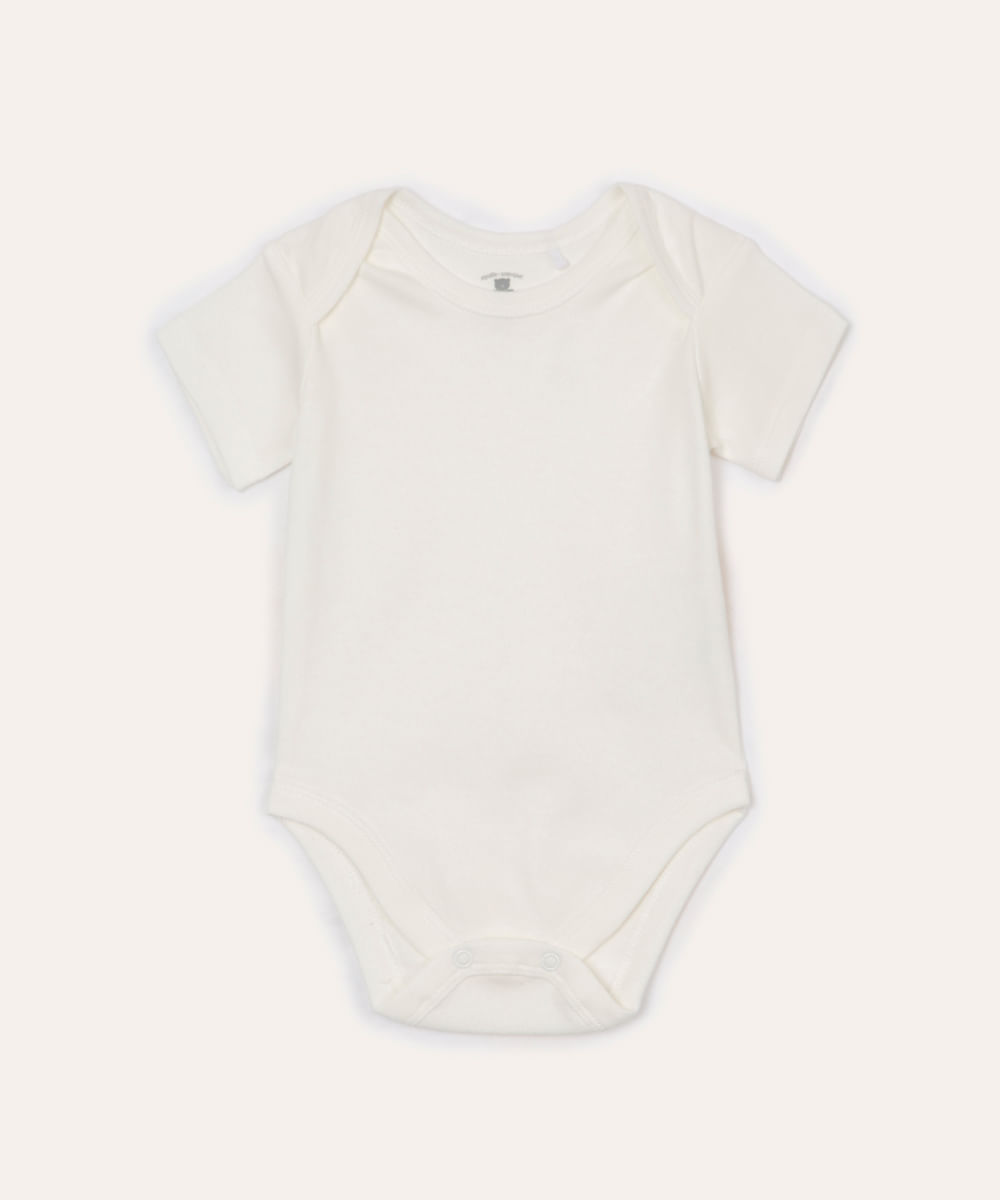 body infantil de algodão manga curta off white