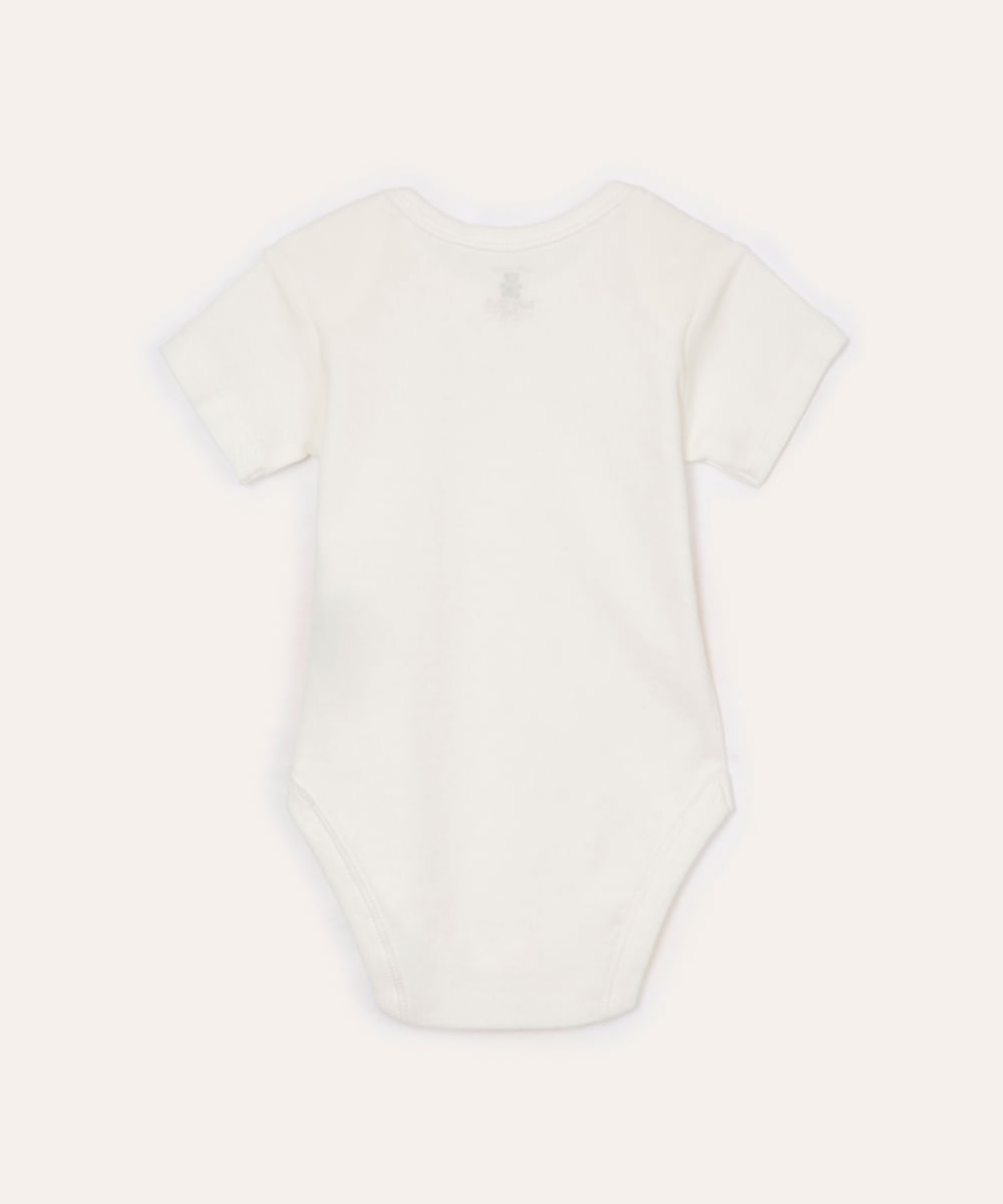 body infantil de algodão manga curta off white