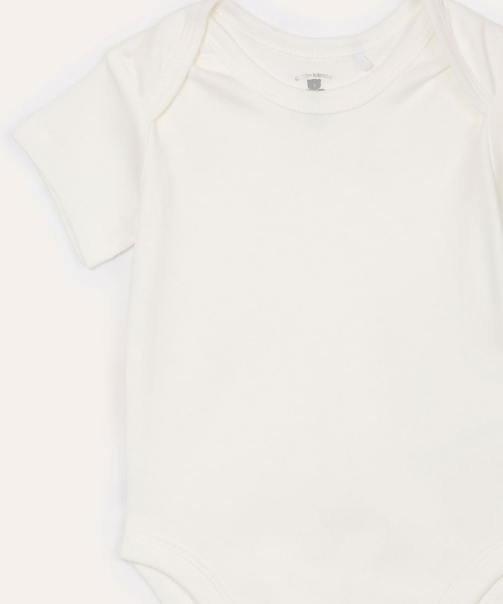 body infantil de algodão manga curta off white