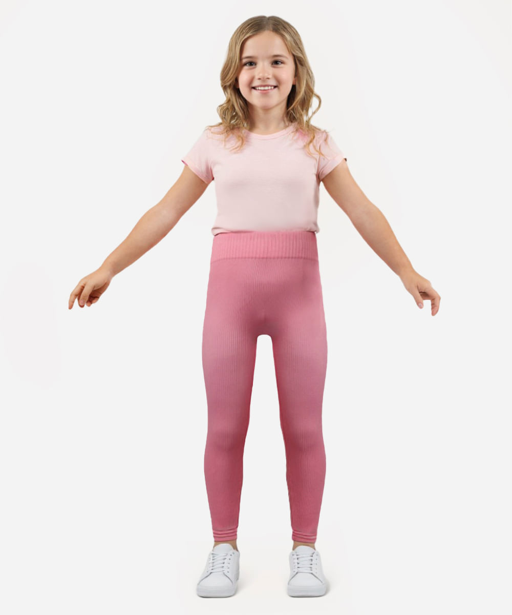 calça legging infantil de poliamida sem costura rosa