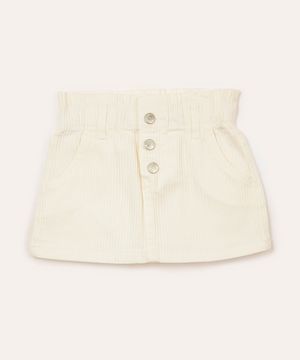 saia de veludo cotelê infantil com elástico off white