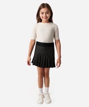saia curta de viscose plissada infantil preta