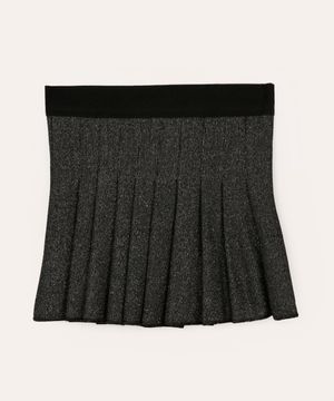 saia curta de viscose plissada infantil preta
