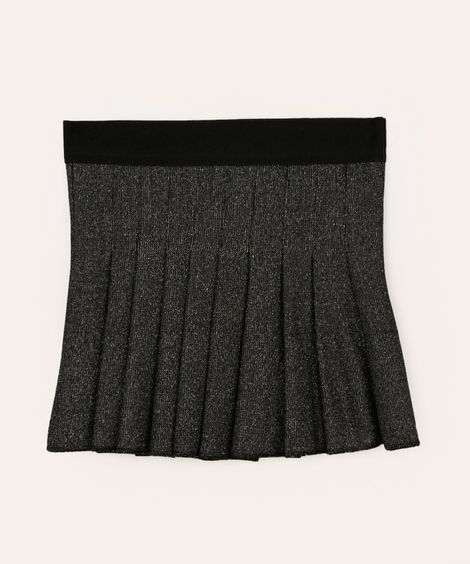 saia curta de viscose plissada infantil preta