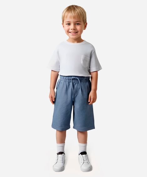 bermuda infantil cós com elástico e cordão azul
