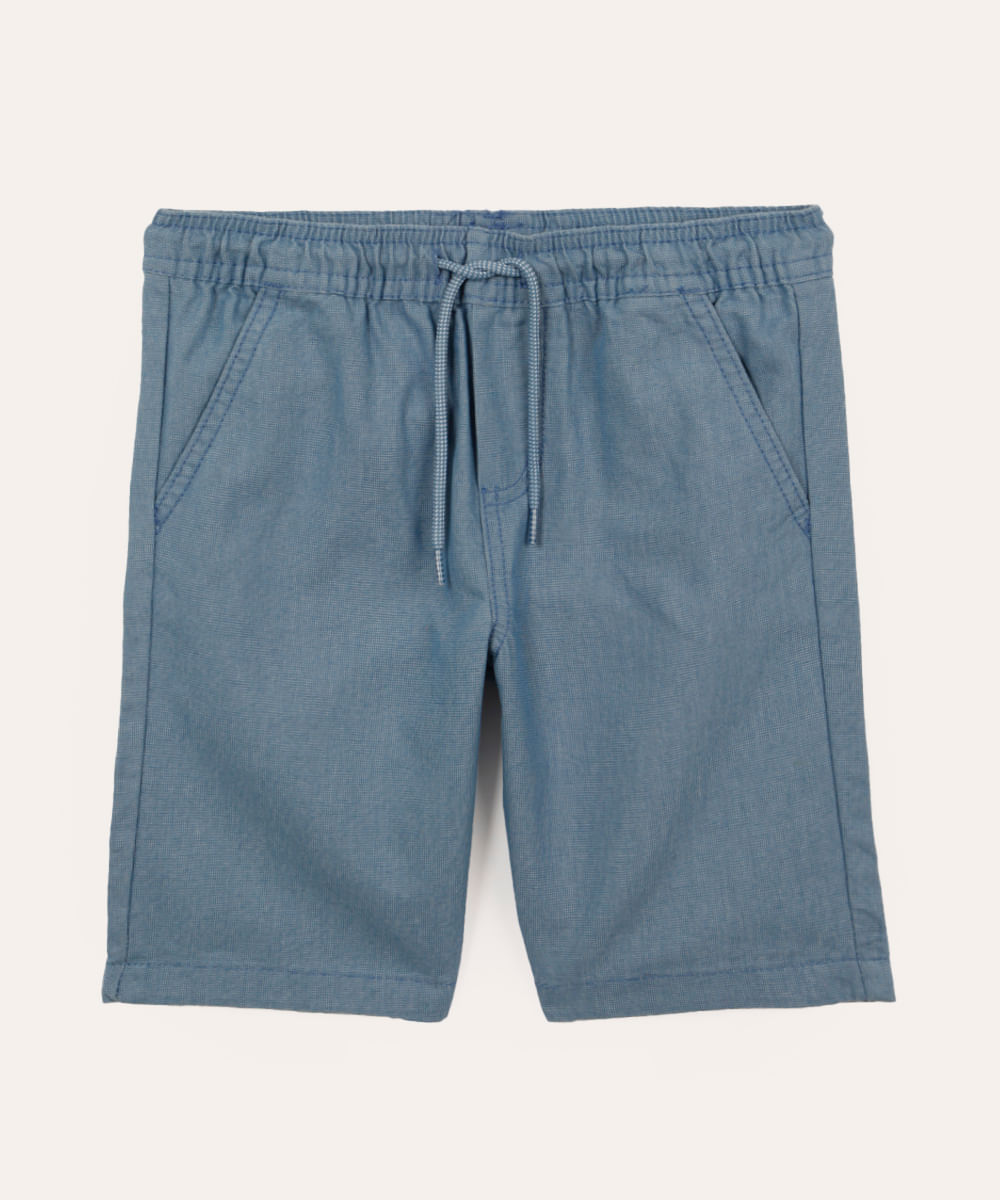 bermuda infantil cós com elástico e cordão azul