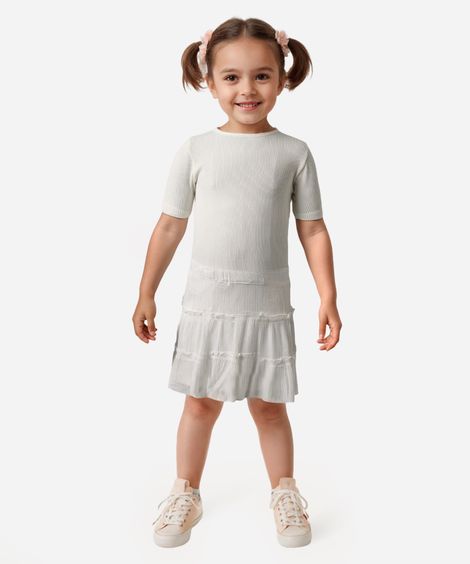 blusa infantil de poliamida canelada manga curta off white