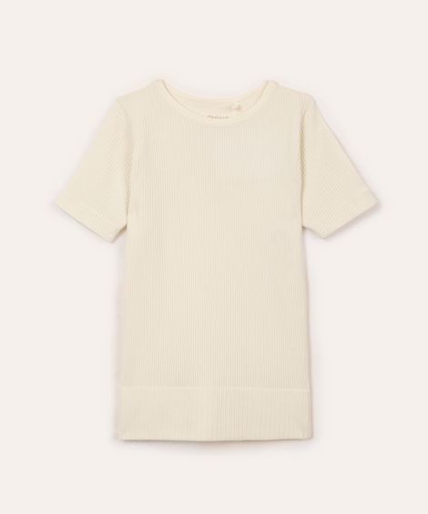 blusa infantil de poliamida canelada manga curta off white