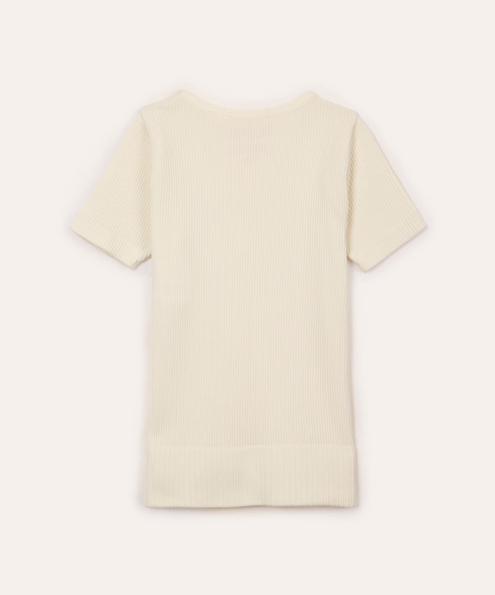 blusa infantil de poliamida canelada manga curta off white