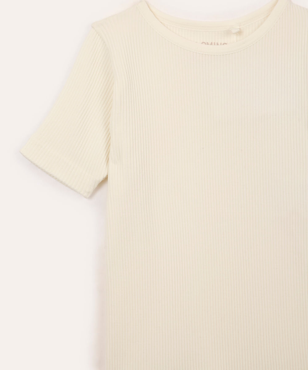 blusa infantil de poliamida canelada manga curta off white