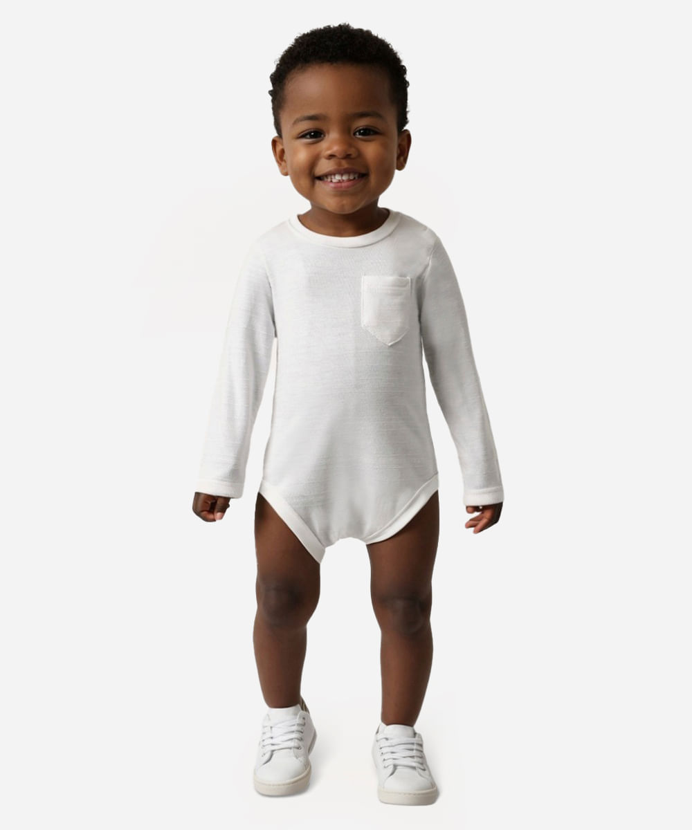 body de algodão infantil com bolsos off white
