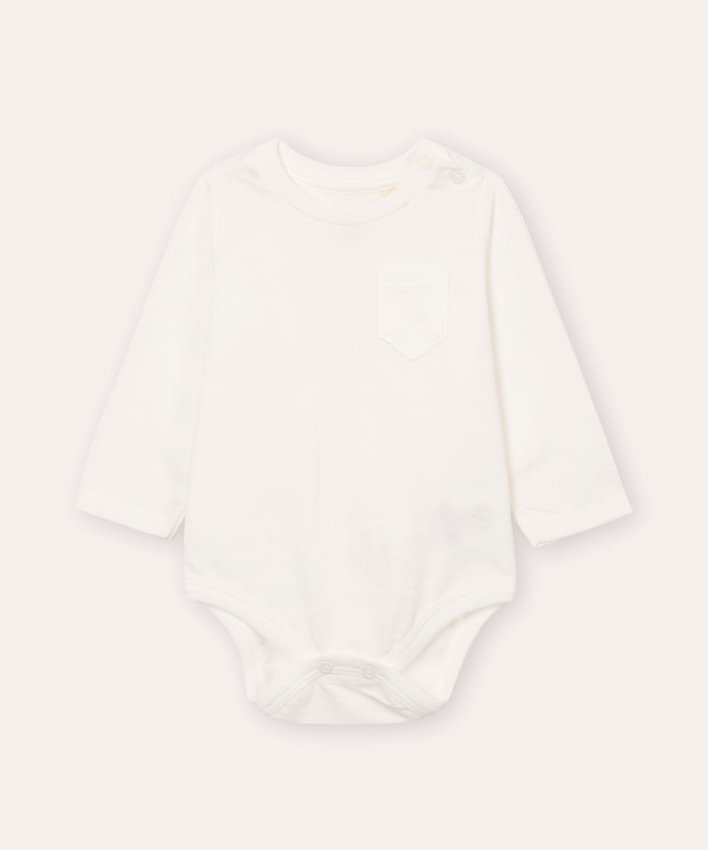 body de algodão infantil com bolsos off white