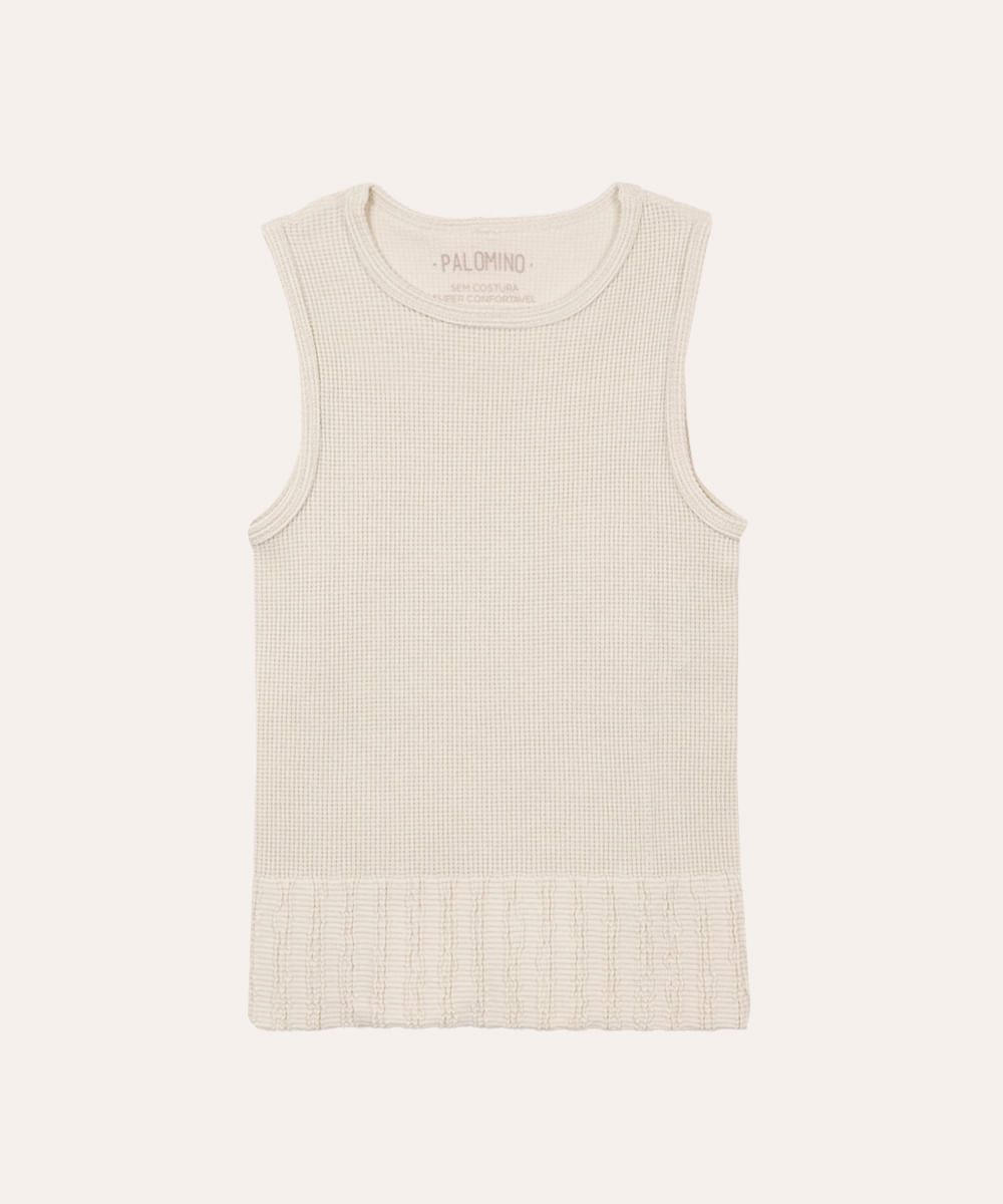 regata de poliamida infantil com brilho texturizada off white