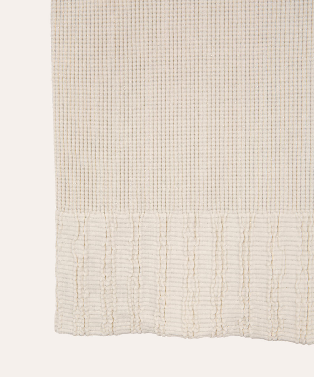 regata de poliamida infantil com brilho texturizada off white