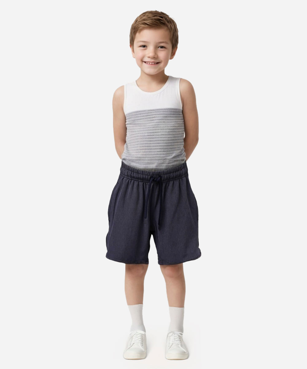 bermuda boardshort infantil lisa azul