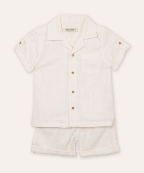 conjunto de algodão infantil curto texturizado branco