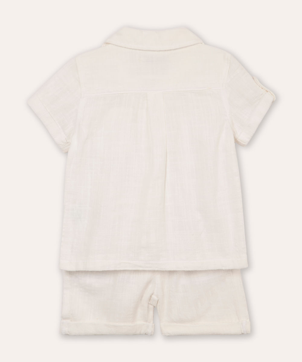 conjunto de algodão infantil curto texturizado branco