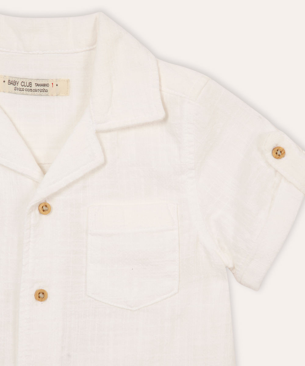 conjunto de algodão infantil curto texturizado branco