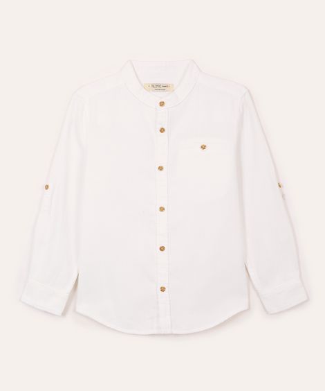 camisa infantil de algodão texturizada branca