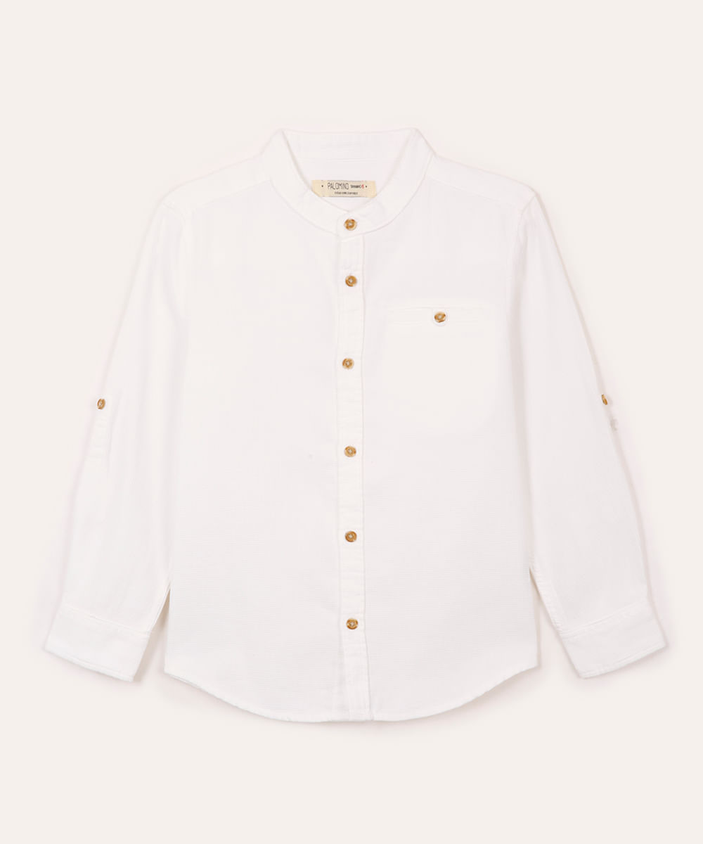 camisa infantil de algodão texturizada branca