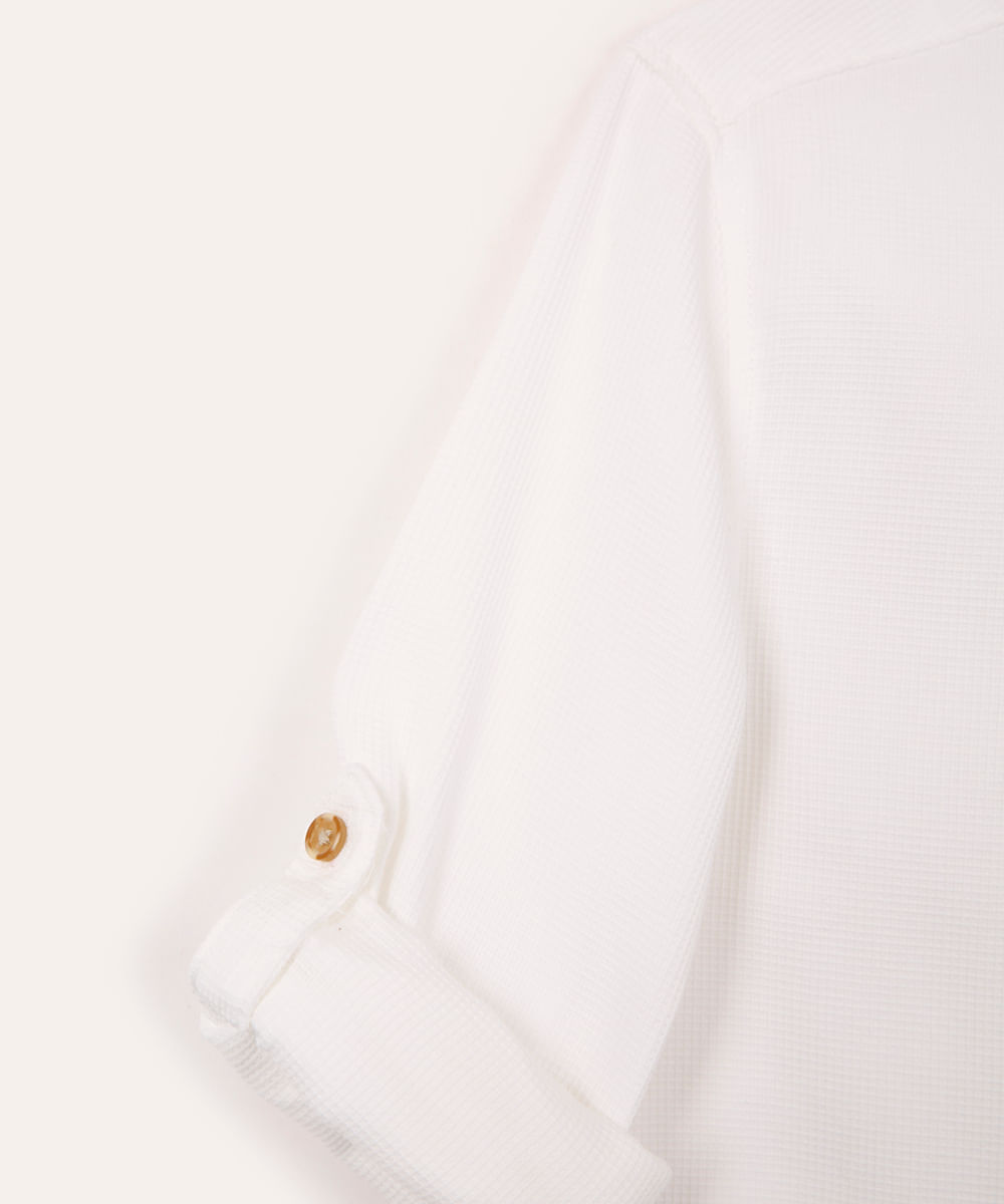 camisa infantil de algodão texturizada branca