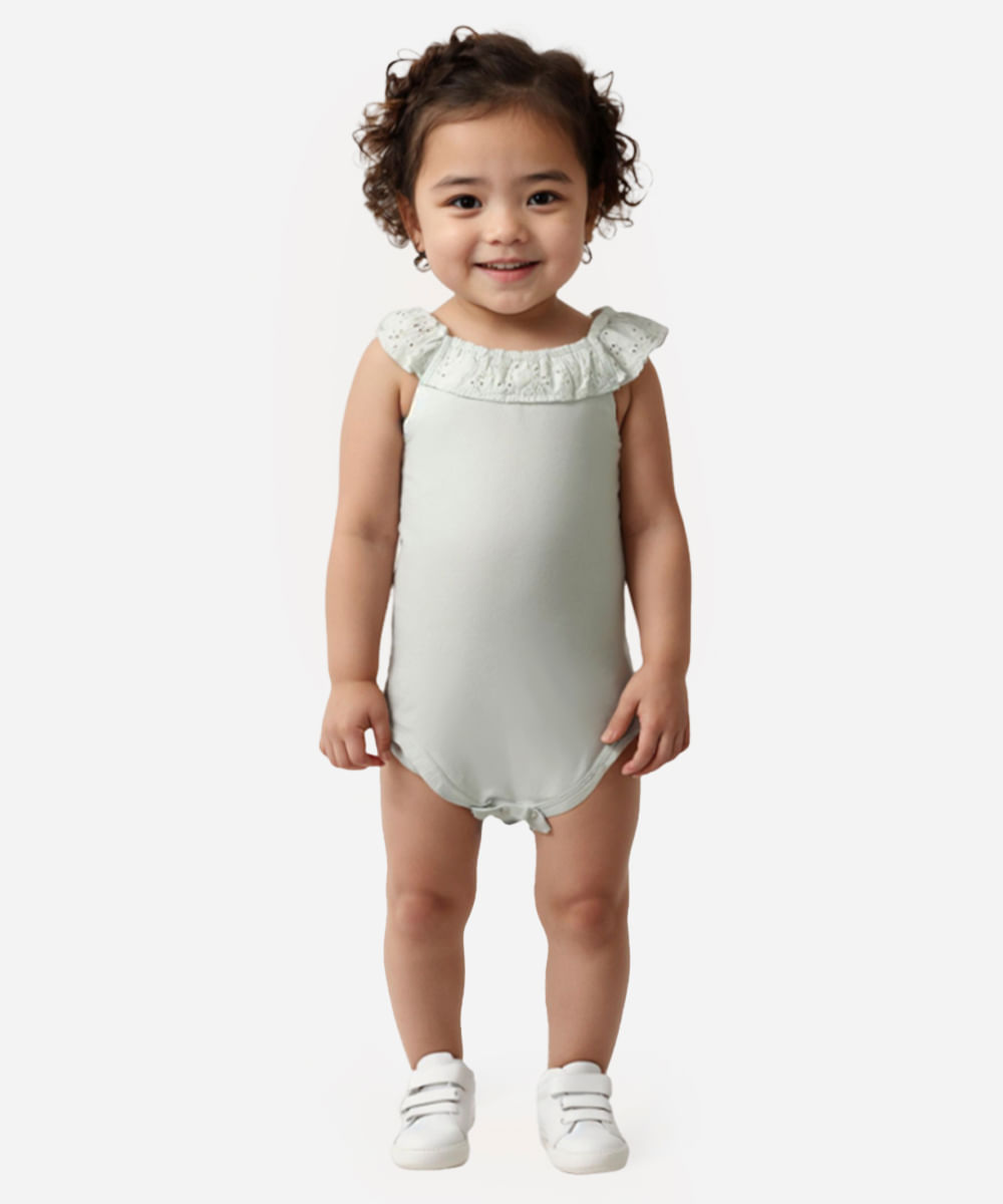 body de algodão infantil alça fina azul