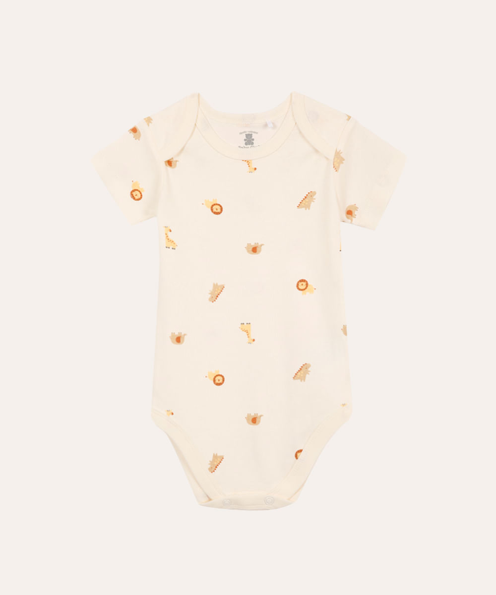 body de algodão infantil bichinhos off white