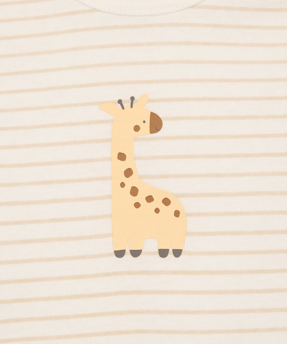 body de algodão infantil girafa listrado off white
