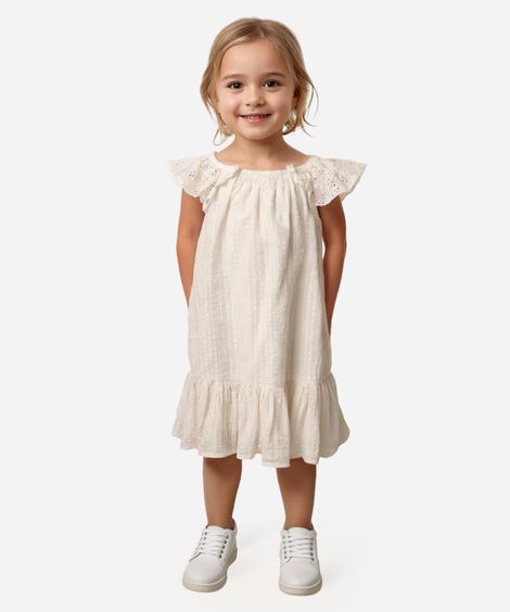 vestido infantil manga laise off white