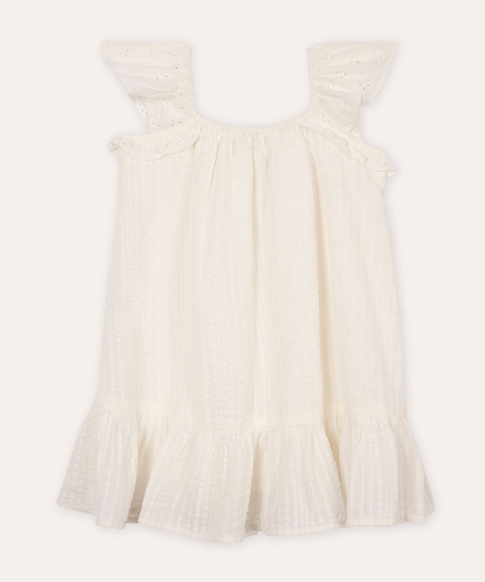 vestido infantil manga laise off white