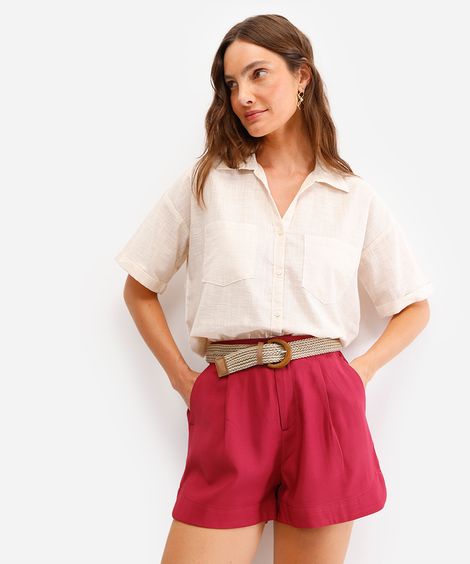 short de alfaiataria cintura alta - vinho