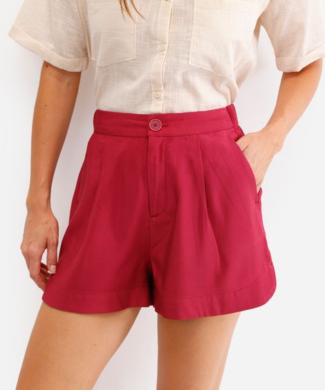 short de alfaiataria cintura alta - vinho
