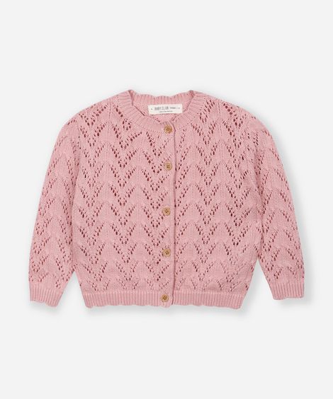 cardigan de tricot infantil texturizado rosa