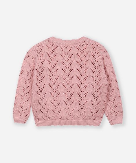 cardigan de tricot infantil texturizado rosa