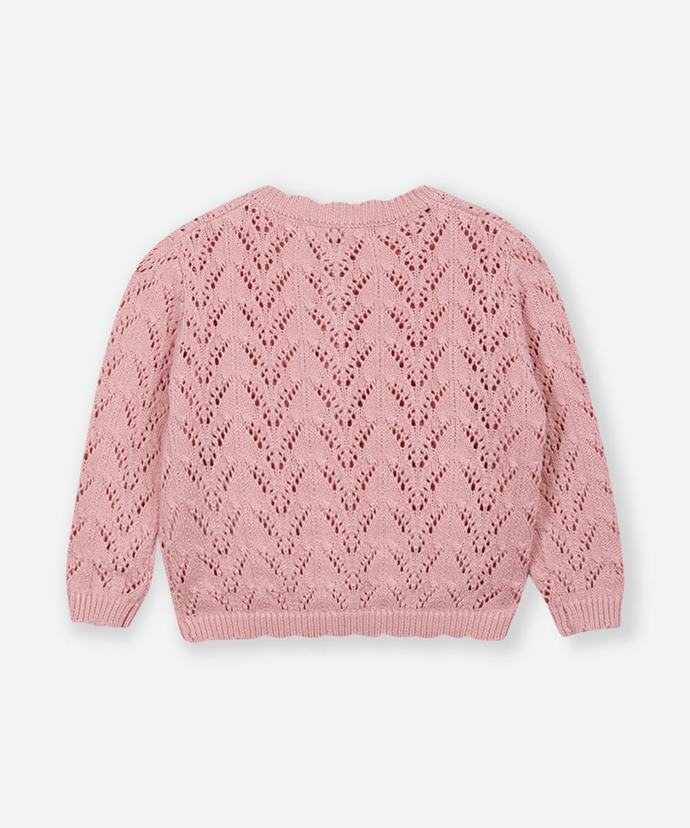 cardigan de tricot infantil texturizado rosa