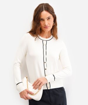 cardigan feminino de tricot off white
