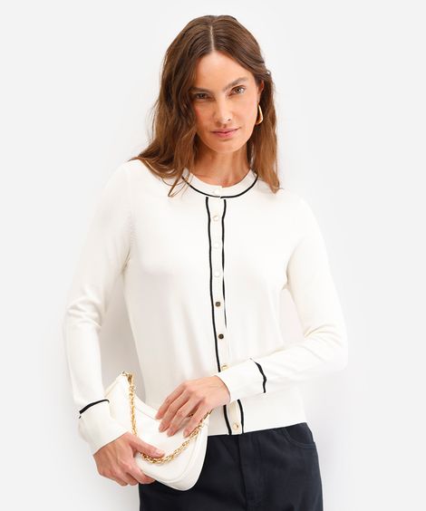 cardigan feminino de tricot off white