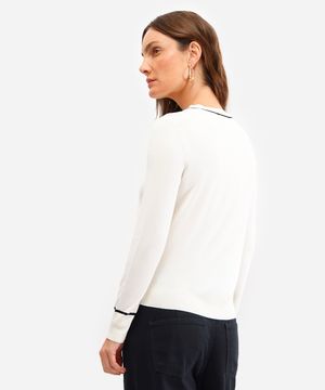 cardigan feminino de tricot off white